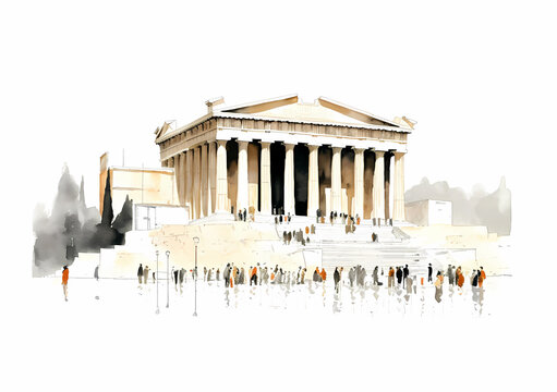 Illustration of beautiful view of Athens, Greece