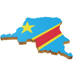 3D Democratic Republic of Congo Mapwitg flag