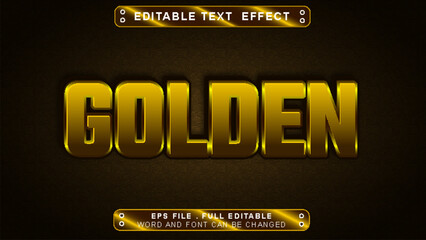 Golden text effect template with 3d style use for logo and business brand