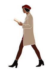 Abstract female reading a book illustration. Vector illustration.