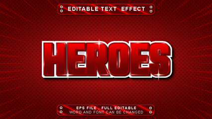 Heroes text effect template with 3d style use for logo and business brand