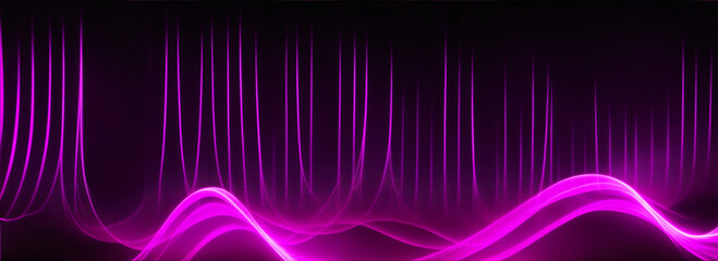 Fototapeta na wymiar Sound waves as pink neon lights on plain black background from Generative AI