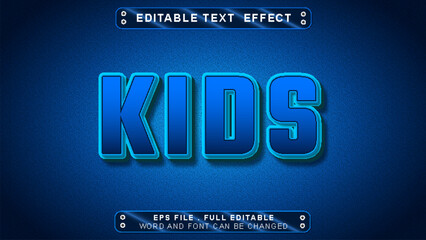 Kids text effect template with 3d style use for logo and business brand