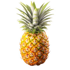 Fresh and Juicy Pineapple isolated on transparent png background cutout, generative Ai