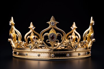 3d isolates a gold crown on a black background