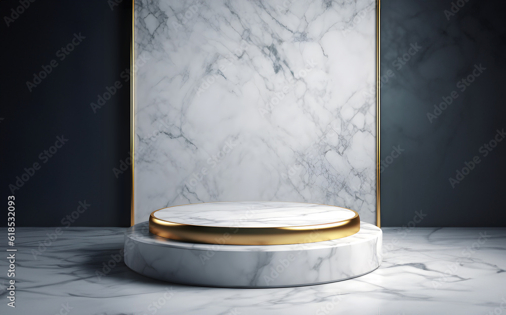 Aufkleber abstract minimal concept. modern ivory white marble podium stage platform display on background room