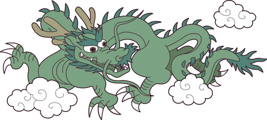 年賀イラスト素材 龍 2024 辰年 #E01