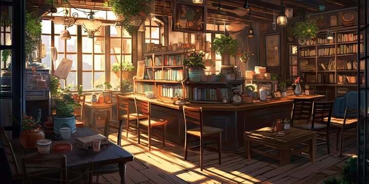 Cozy Coffee Shop with Patrons