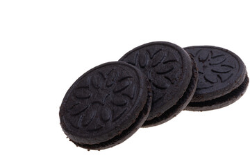 black sandwich biscuits isolated