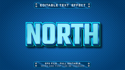 North text effect template with 3d style use for logo and business brand