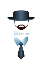 Happy Father's Day, vector illustration of hat and tie with inscription