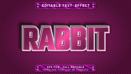 Rabbit text effect template with 3d style use for logo and business brand