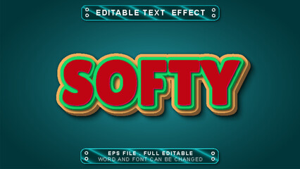 Softy text effect template with 3d style use for logo and business brand