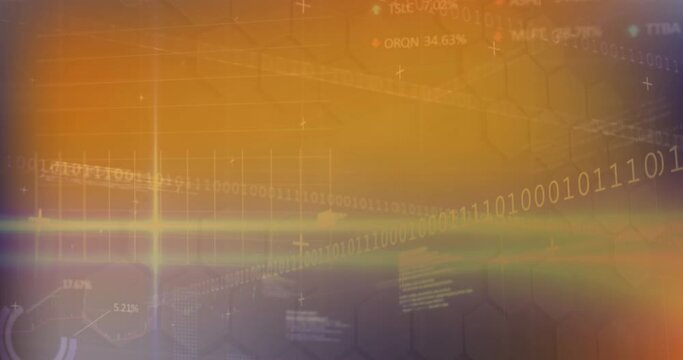 Animation of graphs, binary codes, trading boards and computer language over hexagon pattern