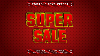 Super Sale text effect template with 3d style use for logo and business brand