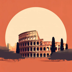 Illustration of beautiful view of Rome, Italy - obrazy, fototapety, plakaty