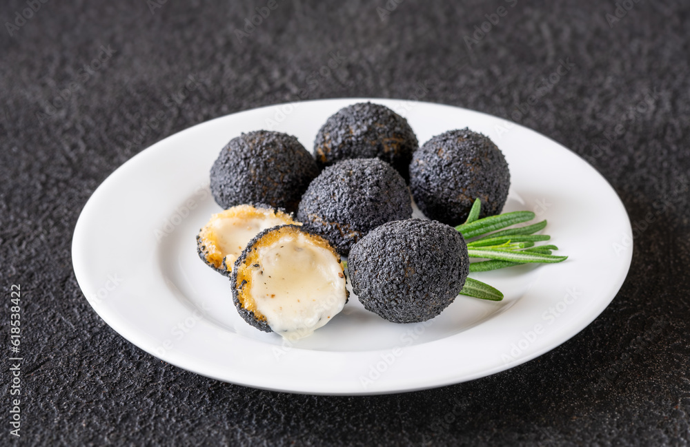 Sticker black truffle mozzarella balls