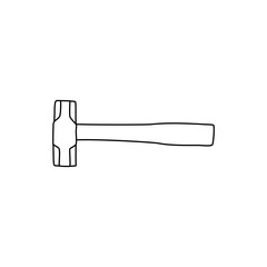 Hammer Hand drawn doodle vector icon, isolated on white background