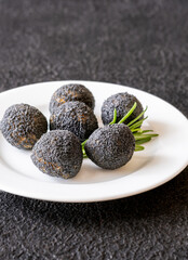 Black truffle mozzarella balls