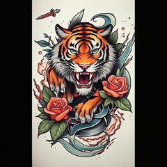 tiger tattoo stencil gen ai