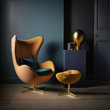 Egg Chair and Ottoman - Fritz Hansen  1960s French Salon Design 