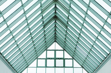 Roof of modern building. Glass and metal construction. abstract architectural background