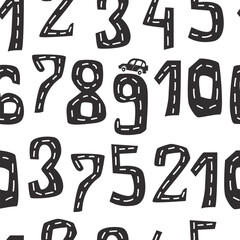 Seamless pattern with track road numbers.