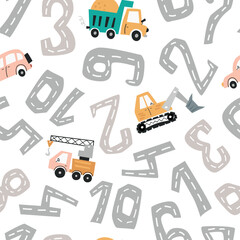 Seamless pattern with track road numbers.
