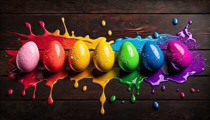 Easter Eggstravaganza: Colorful Eggs on Wooden Canvas 