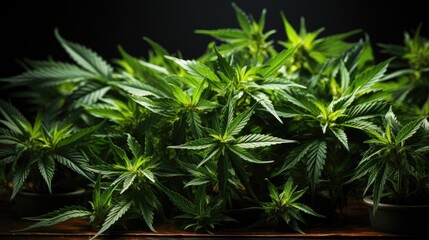 Closeup of legal marijuana buds and cbd hemp flowers, Herbal medicine.