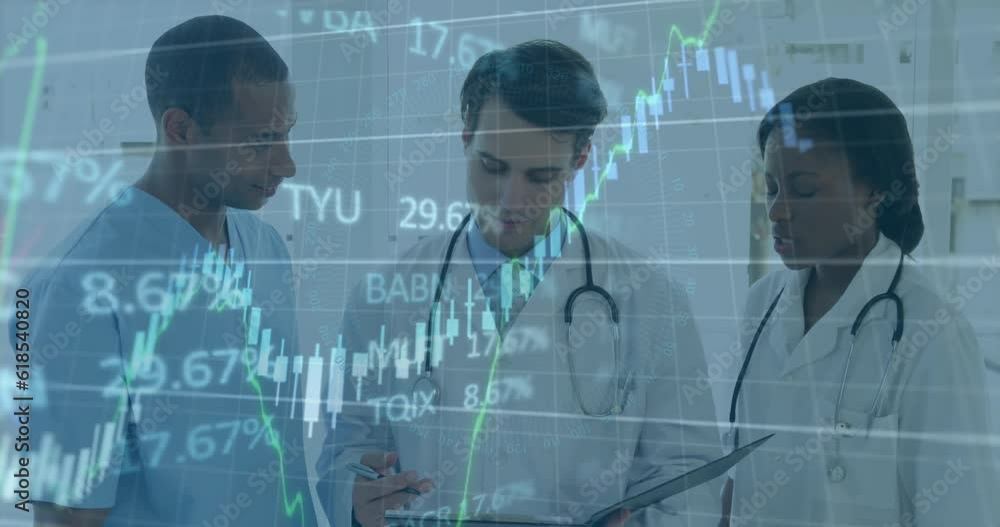Poster animation of data processing over diverse doctors