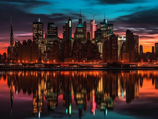Fototapeta premium Iconic skyline silhouetted against a colorful sky