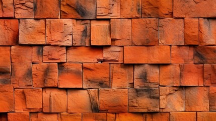 Obraz premium An orange stone wall texture, in the style of puzzle - like pieces, outdoor art, light crimson and black, intertwined networks, generative AI