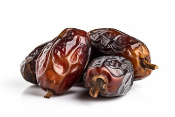 Dried dates isolated on white background close up. Healthy food.