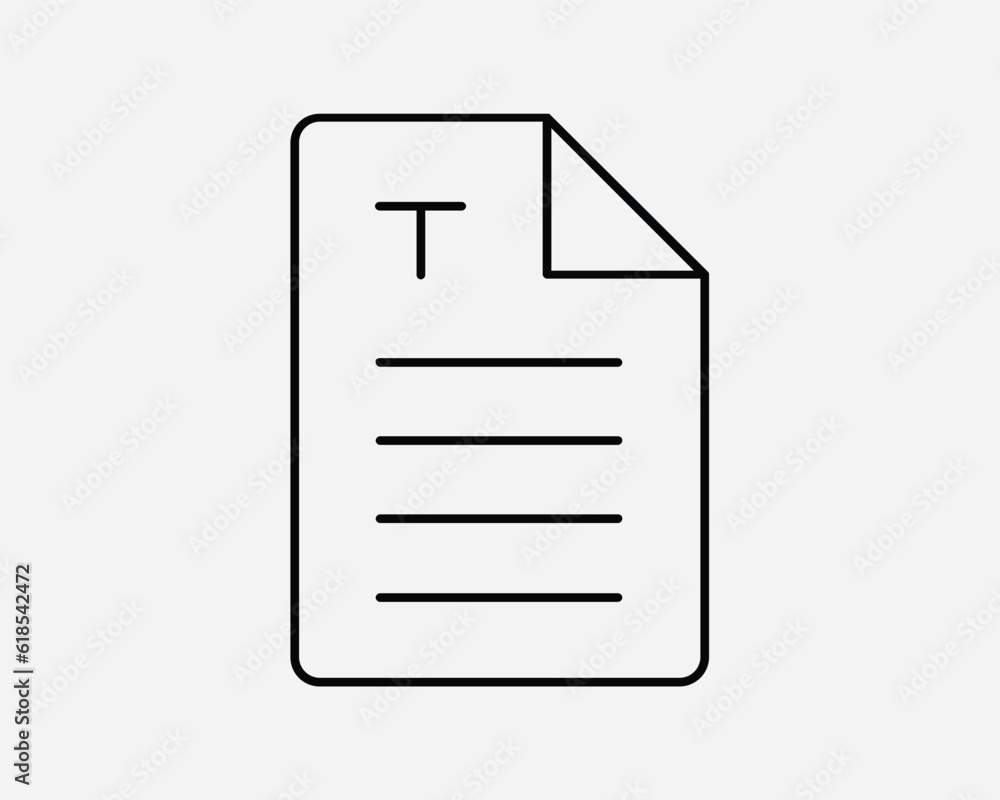 Aufkleber text document line icon. paper page file note form message copy word doc business outline. black whi