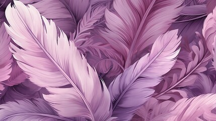 Obraz premium Purple and magenta floral wallpaper, in the style of detailed feather rendering, monochromatic ink washes, close up, leaf patterns, light pink and white, generative AI