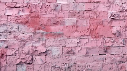 Pink cement brick wall of stone texture background, thick impasto texture, rough edges, generative AI
