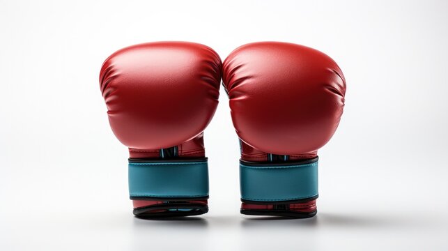 Red and blue boxing gloves isolated on white background.