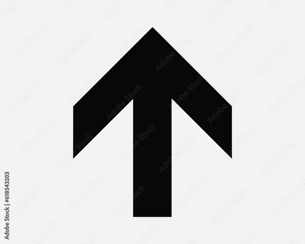 Poster up arrow icon point pointer enter entrance ahead above upward navigation direction traffic sign blac