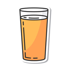 Sticker glass of beer isolated vector illustration, minimal design. Lager beer icon on a white background.
