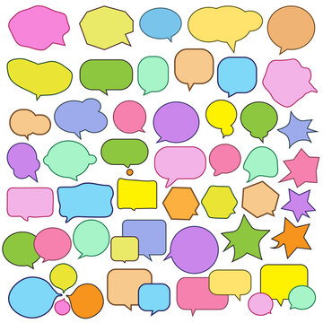 Set of colorful cartoon speech bubbles