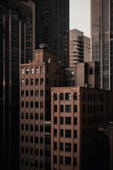 high rise buildings in urban city, in dark color, Generative Ai