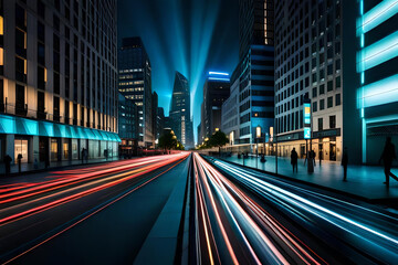 Fototapeta na wymiar Speed of light in the middle City