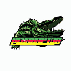 Crocodile Mascot Esport Logo Design For Gaming club,rexaraptor name tag