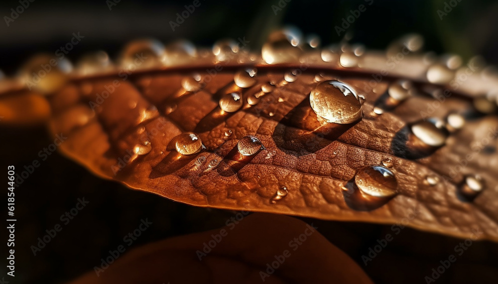 Poster freshness and fragility of dew on leaf generated by ai