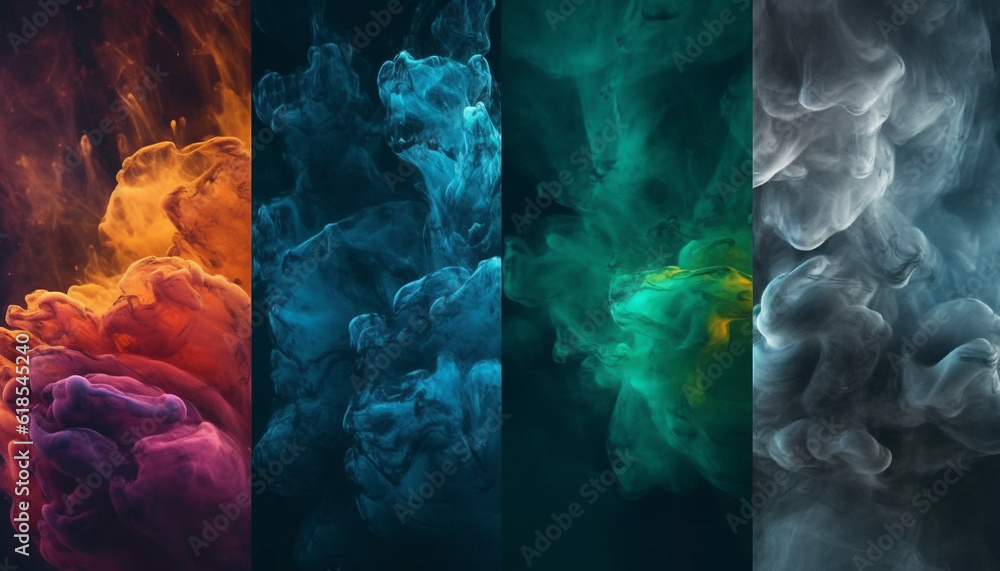 Poster futuristic blue wave design exploding with creativity generated by ai