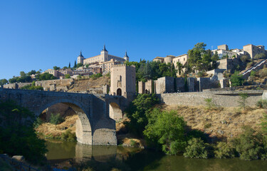 view on entrance to old Toledo, Spain - 618545211
