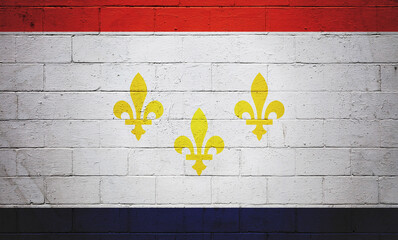 Flag of the city of New Orleans painted on a wall