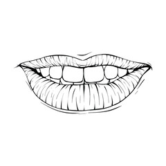 mouth, lips sketch vector illustration line art