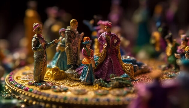 Colorful figurines symbolize spirituality in Indian culture generated by AI
